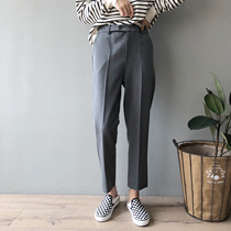 Casual pants womens spring and autumn thin section loose straight tube high waist nine-point suit pants small feet Harun pants ins tide droop