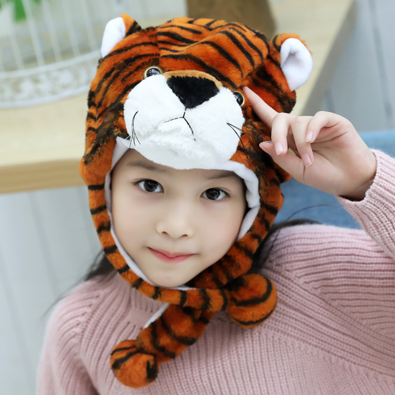 Children's cartoon tiger animal hat performance props performance headgear plush headgear adult animal performance headgear