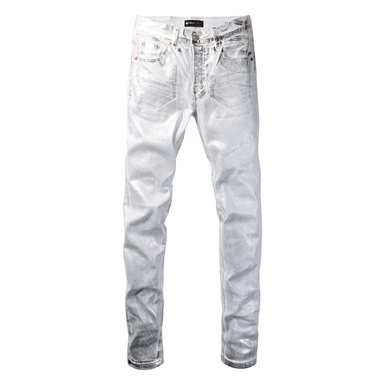 Purple Brand Jeans New American Fashion Brand Silver-Coated Slim-Fit Personalized Performance Jeans Men's Pants