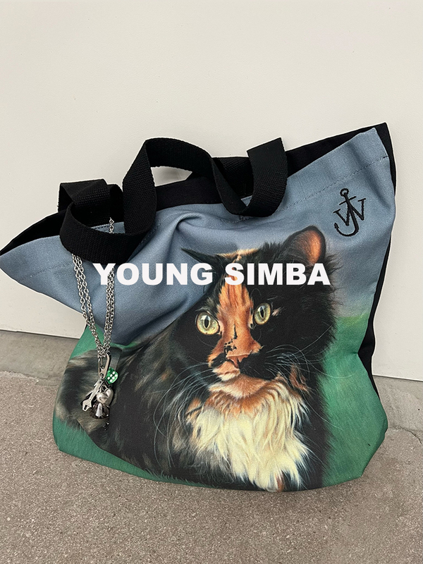 40% off Spot Jw Anderson 24 Autumn and Winter New Color Matching Portrait Printed Canvas Tote Handbag