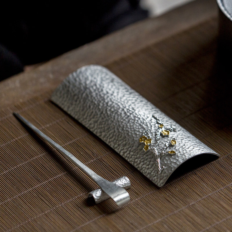 Day-style hand for hammering tin-made tea, then three sets of tea needle teaspoon teaspoon teaspoon tea pillow home tea track zero-worthy qigong tea furniture