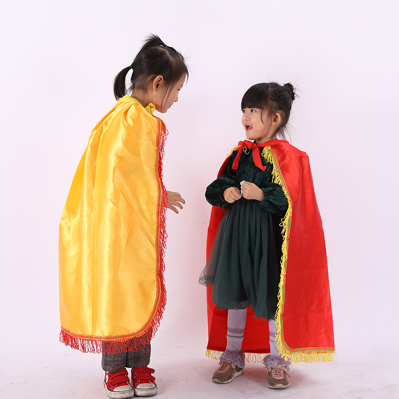 Children's student drum team performance commander costume accessories yellow cloak Young Pioneers commander hand satin cloak