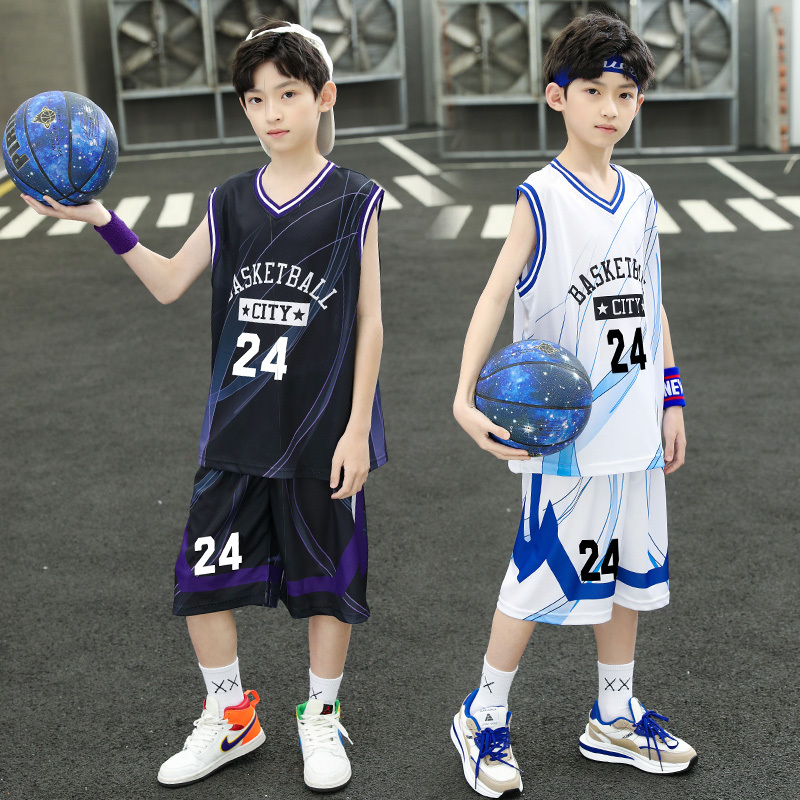 Children's Basketball Uniform for Boys, No. 24 Kobe Bryant Jersey, Boys' Big Kids, Stylish Sleeveless Quick-Dry Training Sportswear Set