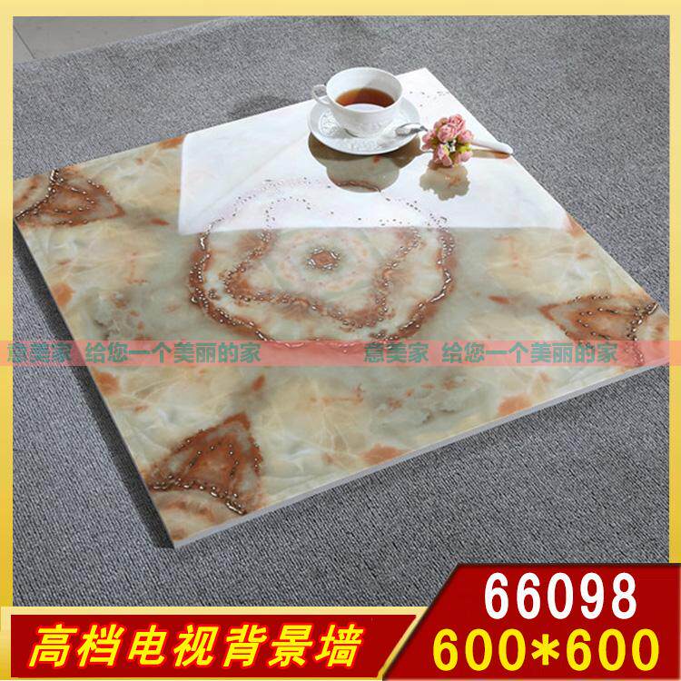 Living Room Aisle Hallway Tile Ground Floor Brick 600x600 Throw Crystal Brick Gilded Parquet Imitation Jade TV Background Wall