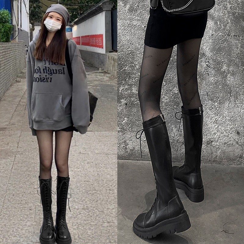 Ingléin Wind Riding Boots Woman 2021 new however knee-length cylinder boots Slim Tall, Thick Bottom Brown Long Boots Elastic Boots