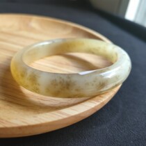 Hetian Jade Qinghai yugou old pit honey sugar Golden Osmanthus small wide bracelet
