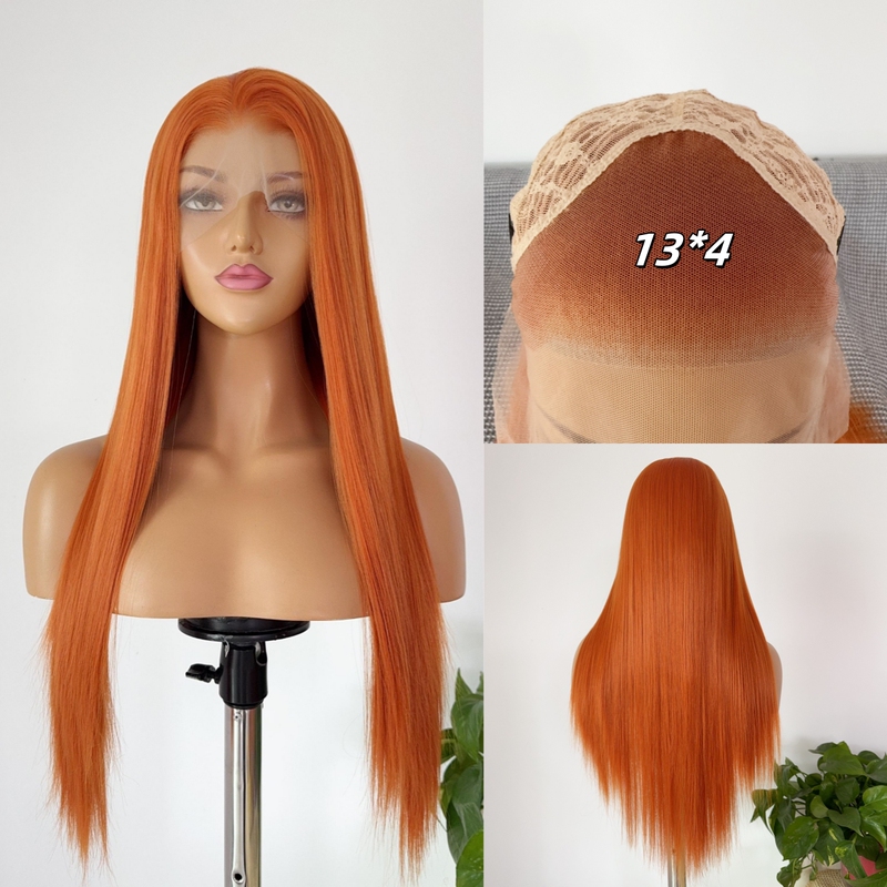 Sawakura Shouya Orange Anime Wig Long Straight Hair Hand-Crocheted Front Lace Full Wig Headgear Universal Cosplay