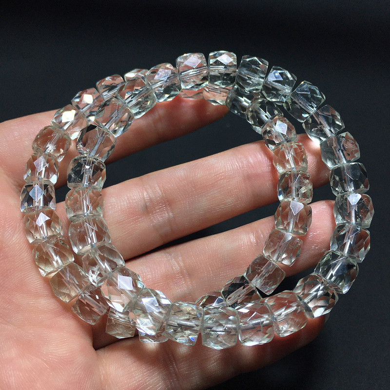 Natural Green Crystal Bracelet, Green Crystal Faceted Bracelet, Green Crystal Faceted Bracelet, Green Crystal Stone Birthday Gift