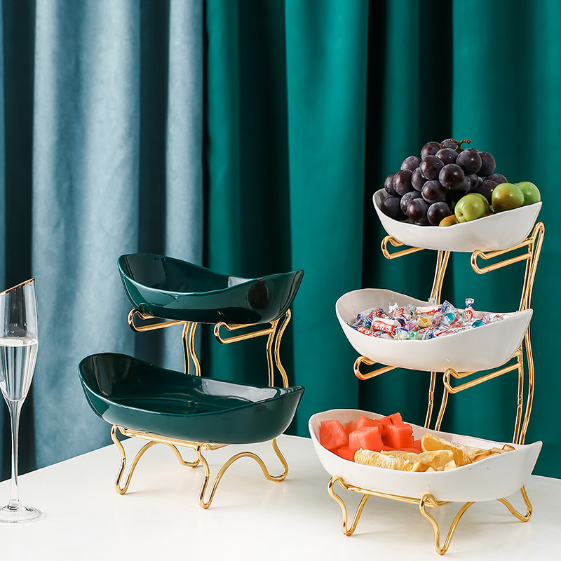 Light luxury three-story fruit plate hotel front desk candy snack plate commercial high-end creative modern living room fruit basket fruit Basin