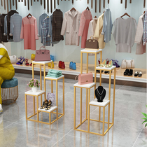 服装店橱窗展示架装饰女装店包包展示架中岛高低流水台陈列架铁艺