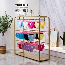 服装店内衣内裤展示架多功能中岛架睡衣货架金色高档落地式文胸架