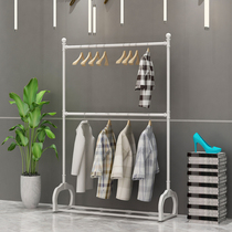 Golden clothing store display rack double-layer clothing shelf double-pole childrens clothing mens and womens clothing store shelf lifting rack floor-to-ceiling