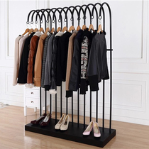 Clothing store display rack Wrought iron Nakajima rack floor hanger High-end retro display rack wall side hanger