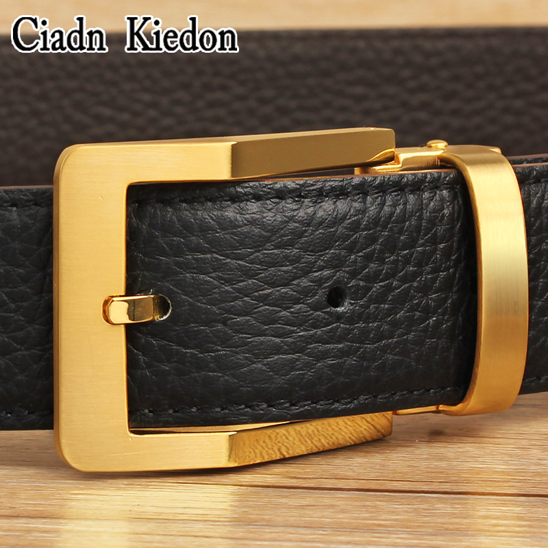 Trouser belt men's belt pin buckle double-sided first layer cowhide belt pure copper buckle pants belt gift box gift box CI74