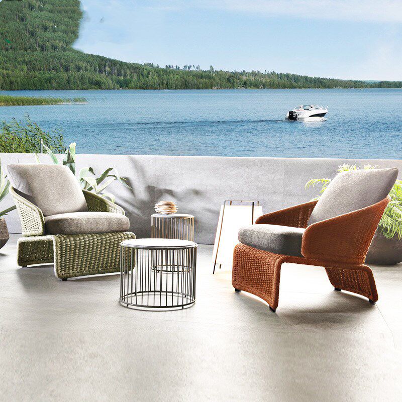 Outdoor vine cottage sofa courtyard outdoor leisure balcony vinechair Nordic rope soft chair casual chair furniture