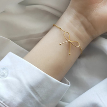 Non-refundable golden bow bracelet fairy niche design titanium steel plated 18K gift for women beautiful forest style