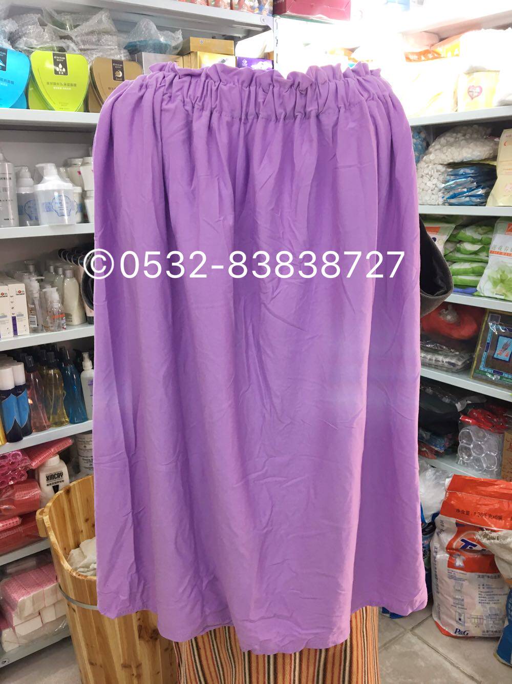 Purple cotton bath skirt wrapped chest tube top skin management beauty salon customer service bucket skirt washable sauna mercerized velvet one size fits all