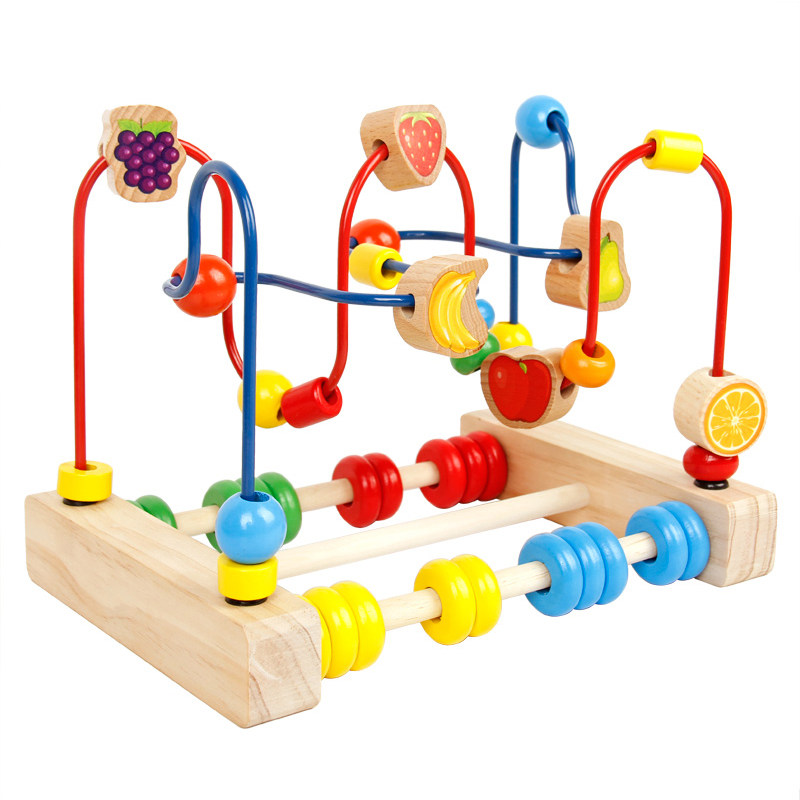 Danielle large wooden intelligence bead beaded beaded children early education puzzle 1-2-3 year old toy promotion