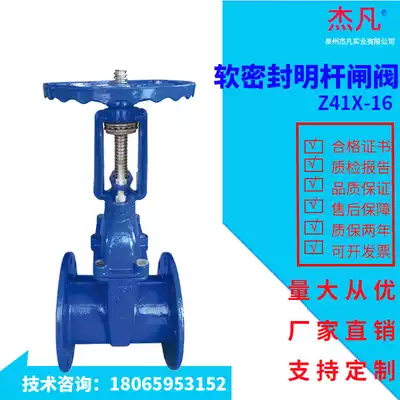 Soft sealed flange gate valve Z41X-16 ductile iron open Rod elastic seat valve pipe pipe switching valve DN600