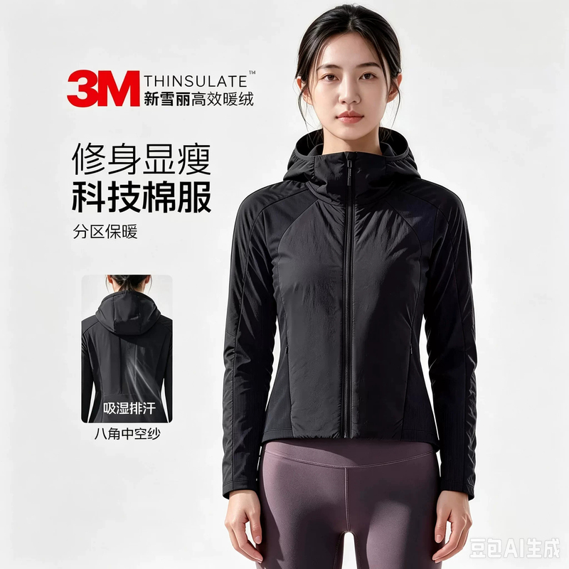 3m Thinsulate Cotton Jacket, Slim Waist Shape Body Suit, Women's Hooded Slim Fit Short Lightweight Cotton Jacket, Warm and Breathable for Autumn and Winter 3m Thinsulate Cotton Jacket, Slim Waist Shape Body Suit, Women's Hooded Slim Fit Short Lightweight Cotton Jacket, Warm and Breathable for Autumn and Winter