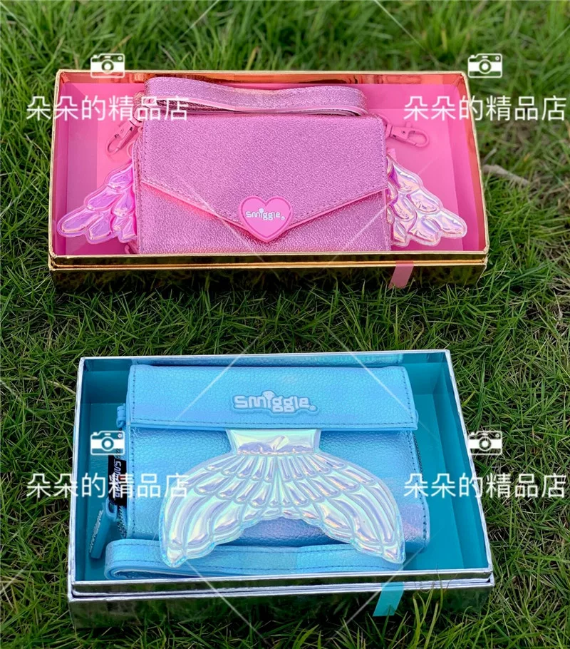 Австралийская Smiggle Девочка Русалочка Мерменмент Многофункциональные карточные сумки Розовый Крыло Крыло Уолтер Ходьба Мультимедийные