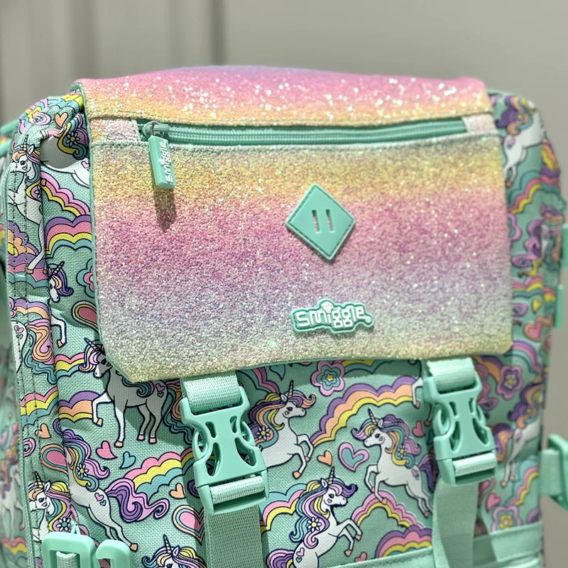 Австралийский рюкзак Smiggle для снятия стресса, суперэкстра- большой зелёный единорог, школьный рюкзак для девушек, старшая возрастная модель, подарок