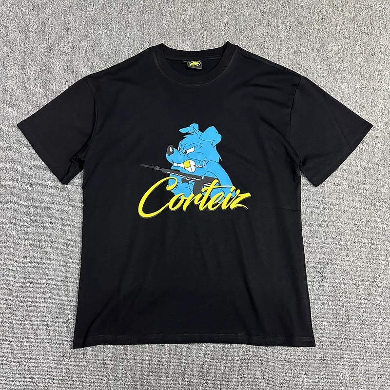 Американский Corteiz топы серия Alcatraz с HD-печатной графикой, Gothic Dark Style, короткий рукав, модная бренда одежда