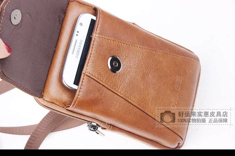 Túi da nam lớp đầu tiên đeo đai 6 inch 6,2 inch 6,3 inch dọc túi điện thoại di động túi đựng điện thoại đa năng