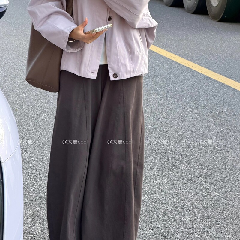 Damaicool Ebony Gray Brown Wide-Leg Pants for Women Early Autumn Three-Dimensional Cut Loose Draped Casual Long Pants Damaicool Ebony Gray Brown Wide-Leg Pants for Women Early Autumn Three-Dimensional Cut Loose Draped Casual Long Pants