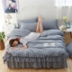 Chăn bông dày trải giường kiểu công chúa cotton cotton quilt 1,5 / 1,8 m giường váy giường bốn bộ