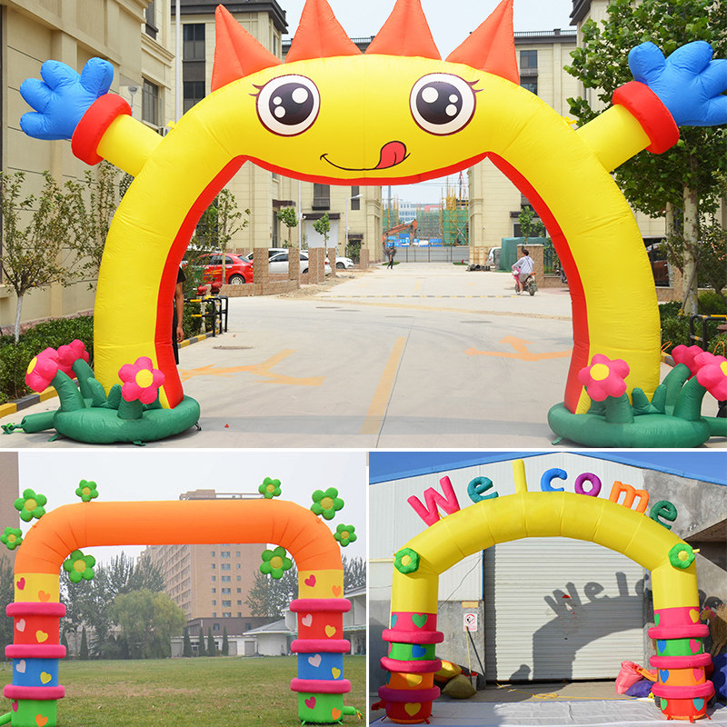 2023 New Open Arch Cartoon Inflatable Mould Kindergarten Opening Activity Gas Arch Birthday Lighting Rainbow Gate