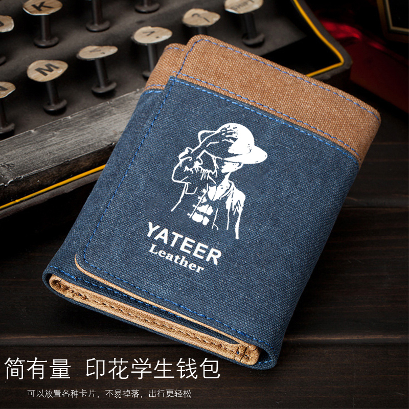 One Piece Anime Wallet for Men, Luffy Short Denim Canvas Thin Wallet, Japanese and Korean Style, Youth Wallet with Multiple Card Slots for Students One Piece Anime Wallet for Men, Luffy Short Denim Canvas Thin Wallet, Japanese and Korean Style, Youth Wallet with Multiple Card Slots for Students