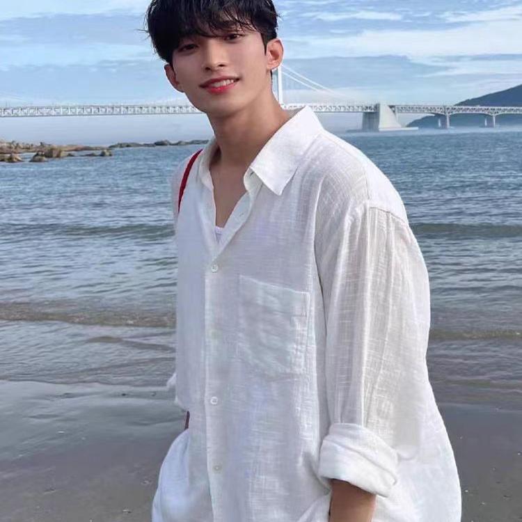 White Breathable Cotton Linen Shirt for Men, High-End Summer Thin Sun Protection Jacket, Lazy and Relaxed Long-Sleeved Shirt White Breathable Cotton Linen Shirt for Men, High-End Summer Thin Sun Protection Jacket, Lazy and Relaxed Long-Sleeved Shirt