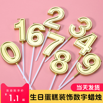 Gold digital candles birthday cake decorated with eco-friendly smokeless candles party childrens cartoon dessert table