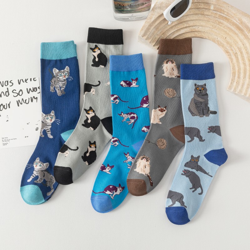 Cute Cat Mid-Calf Socks, Autumn and Winter Socks for Women, Trendy Socks, Fun and Trendy Socks