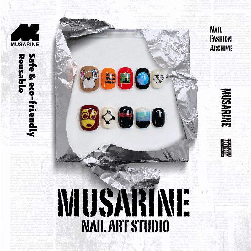 【Oldkanye】Rapstar Series/Original Design Short Nails/Niche Personalized Hip-Hop Handmade Wearable Nails