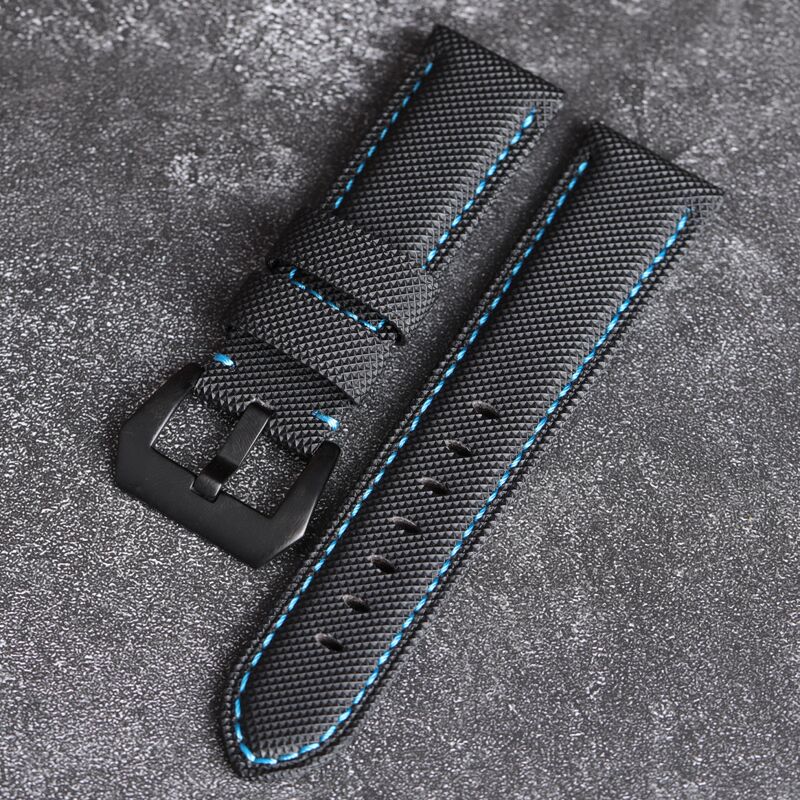 Nylon Carbon Fiber Plaid Pattern Suitable for Peihai 441 Fat Hai Pam1661 Genuine Leather Watch Strap 22 24 26mm