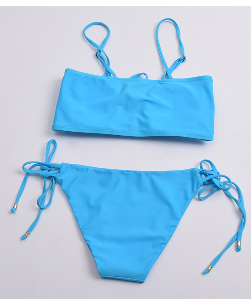 Châu Âu và Hoa Kỳ kỳ nghỉ mới gợi cảm áo tắm bikini dây áo tắm nữ ngực nhỏ là tam giác mỏng áo tắm một mảnh bikini nữ - Bikinis quần tắm biển