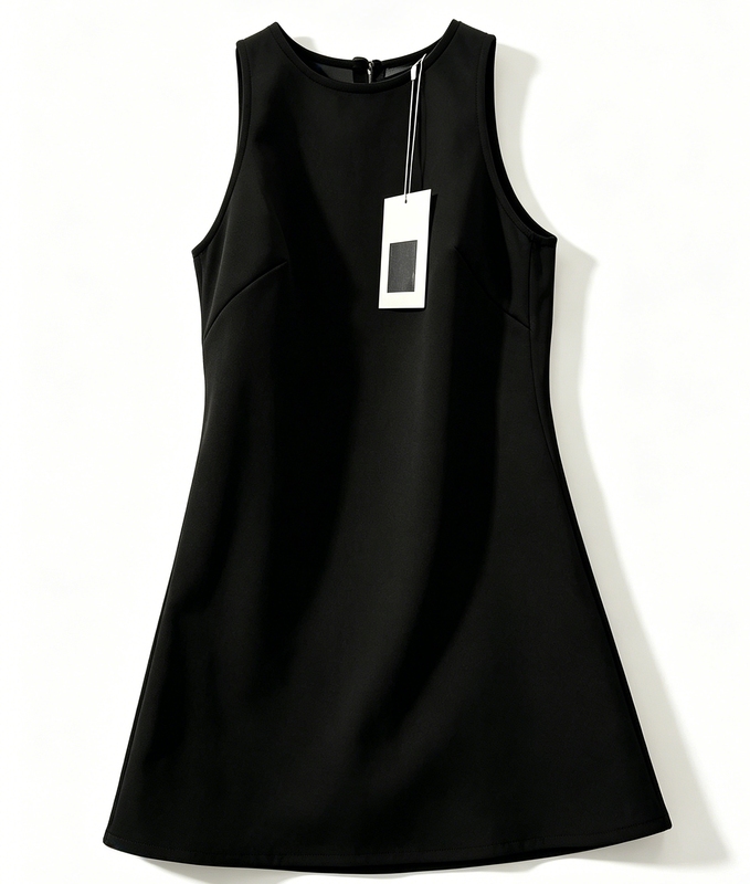 Heavy Weight Classic Little Black Dress in the Style of Audrey Hepburn~ 26S New Sleeveless Patchwork A-Line Dress for Women