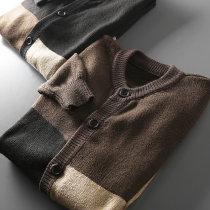 Collision Color Literature Foreign Trade Factory Tailstock Autumn Winter New Mens Fashion Bumped Hooded Sweater Jacket Male Tide