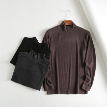 Imitation cashmere texture self-heating fabric foreign trade mens clothing factory cut tail goods pure color half high collar bottom jersey man