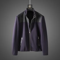 Inner one velvet autumn and winter foreign trade factory cut mens stitching slim stand collar plus velvet jacket jacket men