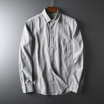Pure cotton washed AB Yarn fabric casual solid color shirt foreign trade factory mens commuter fashion long sleeve shirt tide tide