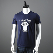 Fun printed combed cotton foreign trade company cut-off tail mens round neck casual short-sleeved T-shirt shirt mens tide