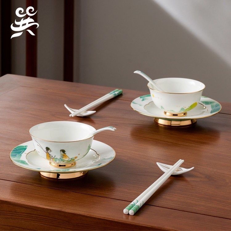24 Solar Terms Spring Tableware Set 12-Piece Bowl Chopsticks Plate Mall