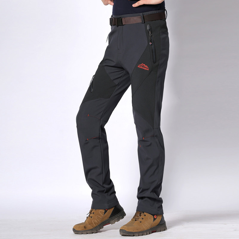Fall and Winter Springtrousers Men and Women plus thickening wind and waterproof outdoor caught soft shell climbing ski couple trousers