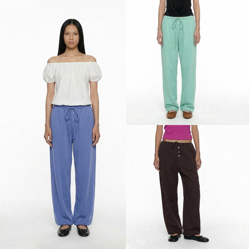 No Answer 26Ss |    Multi-Color Button-Decorated Summer Versatile Knitted Casual Pants for Women with a Homey Feel