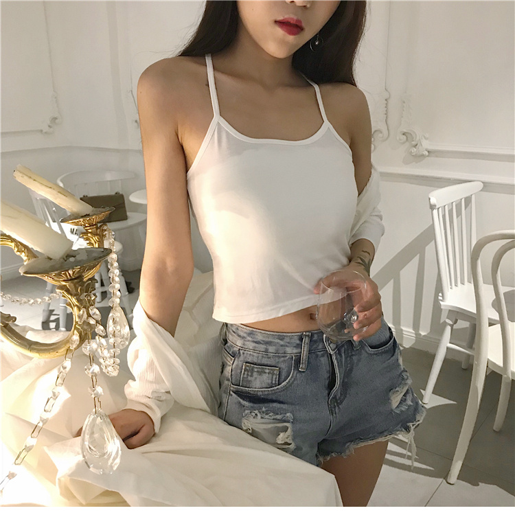 Bọc ngực vest với lỏng rốn chống ánh sáng sling nửa phương thức ngắn nữ mùa hè ống áo sơ mi hàng đầu shop thời trang nữ