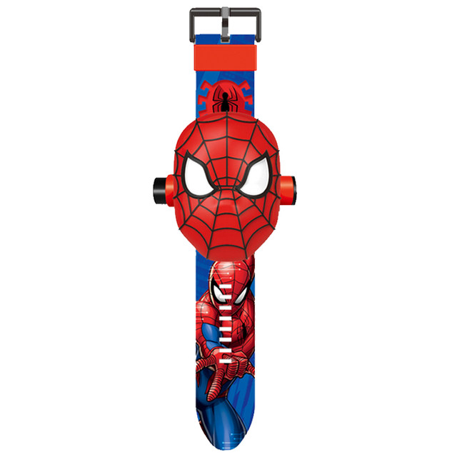 Spider-Man Iron Man Avengers Flip Electronic Watch Toy ກາຕູນເດັກນ້ອຍ 24 ຮູບພາບ Time Boy Projection Watch