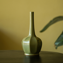 Zhenshantang dense color porcelain vase octagonal ceramic decoration living room flower arrangement medium modern minimalist retro flower vessel